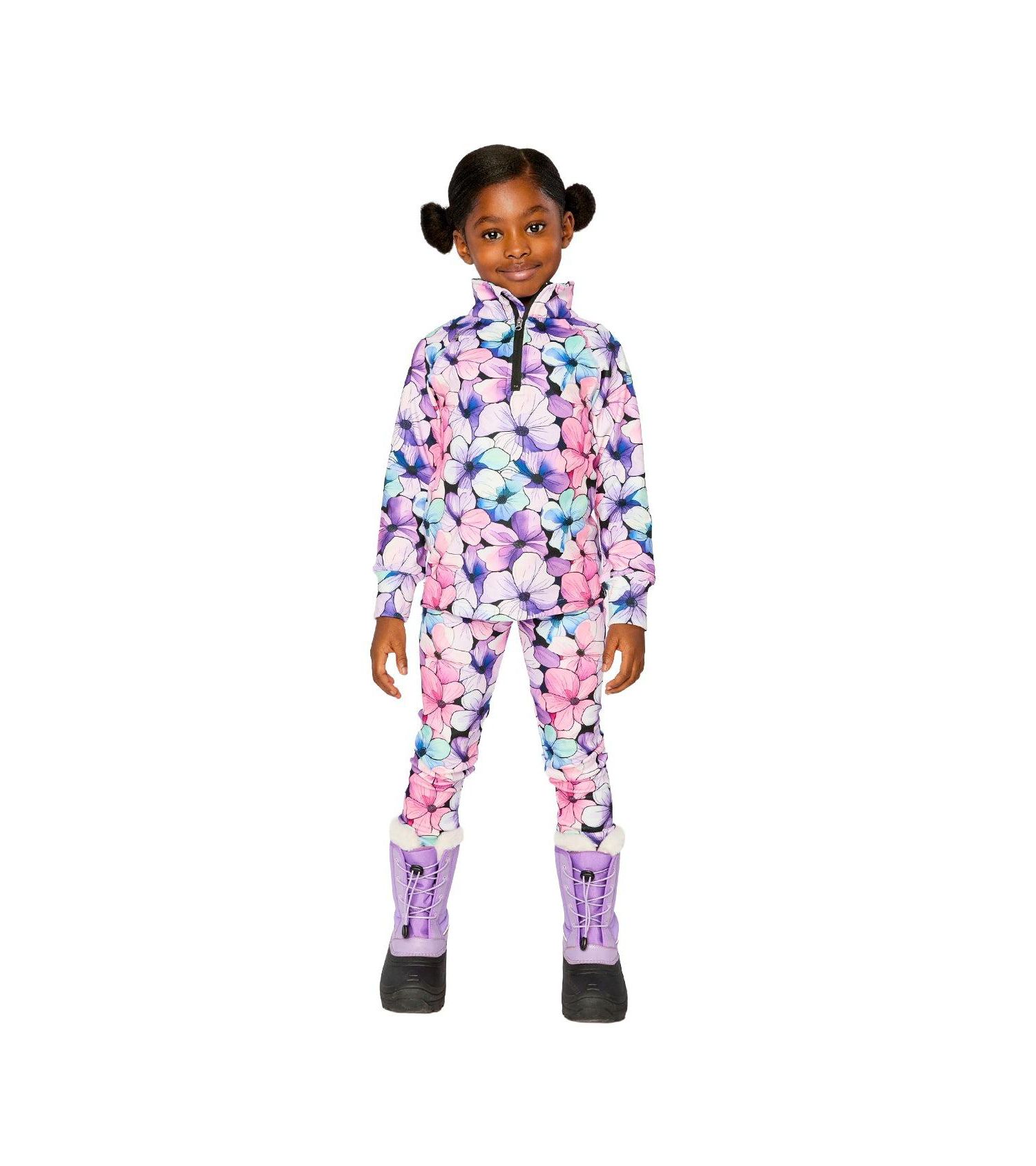 Little Girls 6-14 Two Piece Thermal Underwear Floral Print