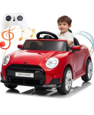 12V Mini Cooper Officially Licensed Remote-Control Electric Ride-On Car with LED Lights, Up to 66 lbs, Ages 3-8