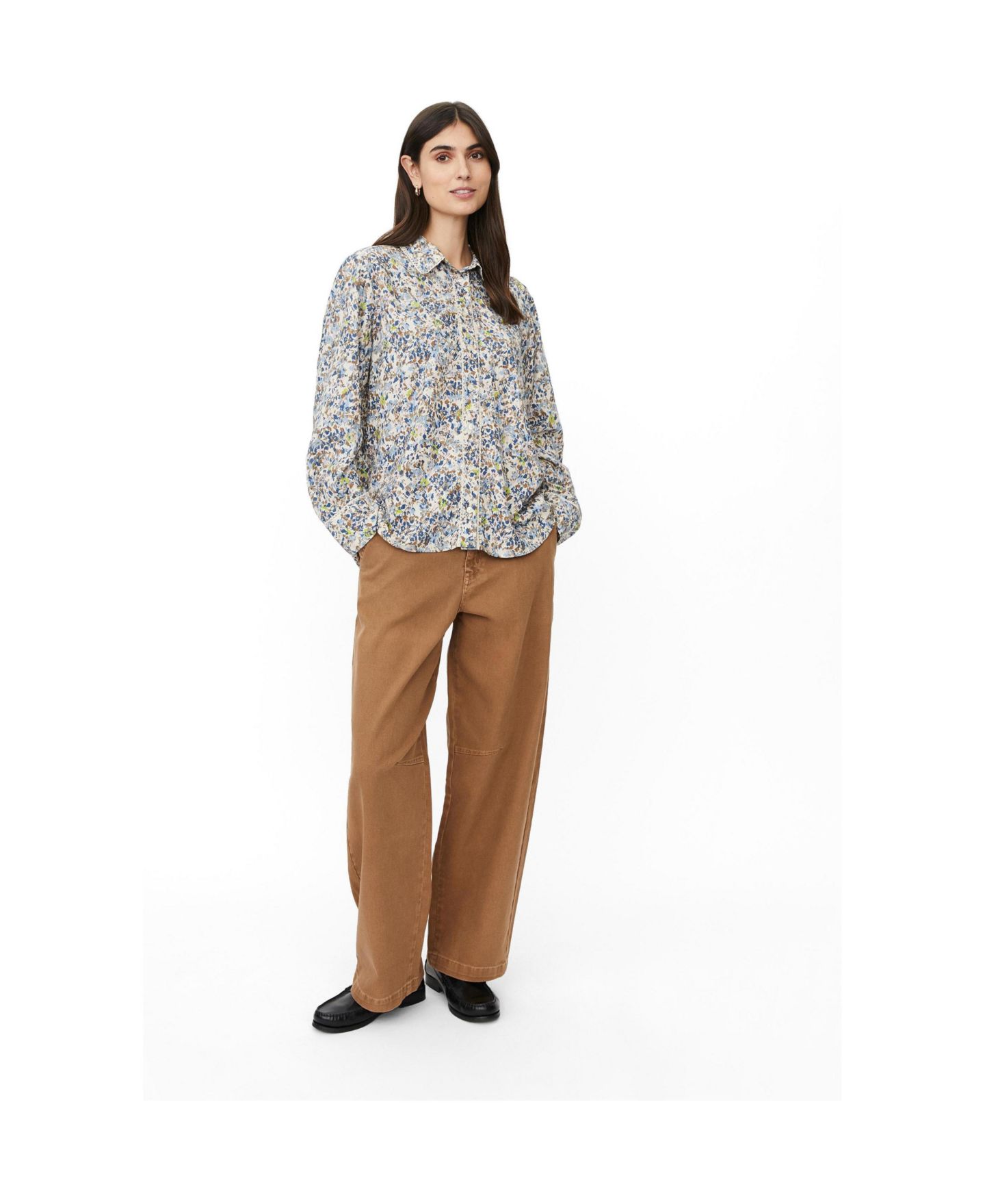 Женская рубашка Masai Copenhagen MaIthyria Long-Sleeve Floral-Print Button-Down, цвет: Синий — фото 2