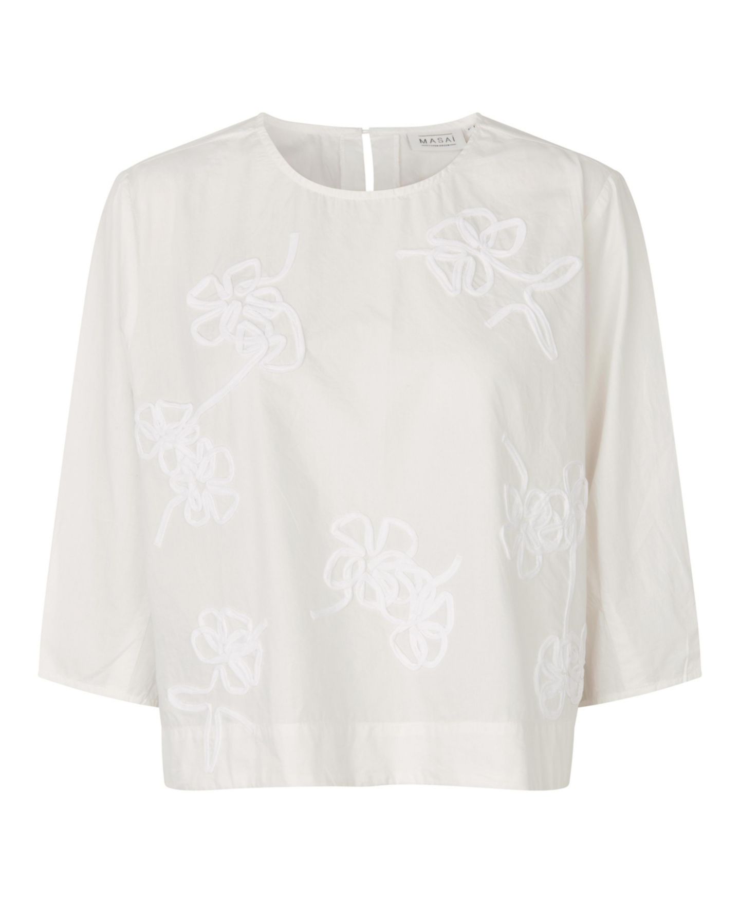Женская блузка Masai Copenhagen MaDrenithra Embroidered Floral-Print 3/4 Sleeve, цвет: Чёрный — фото 6