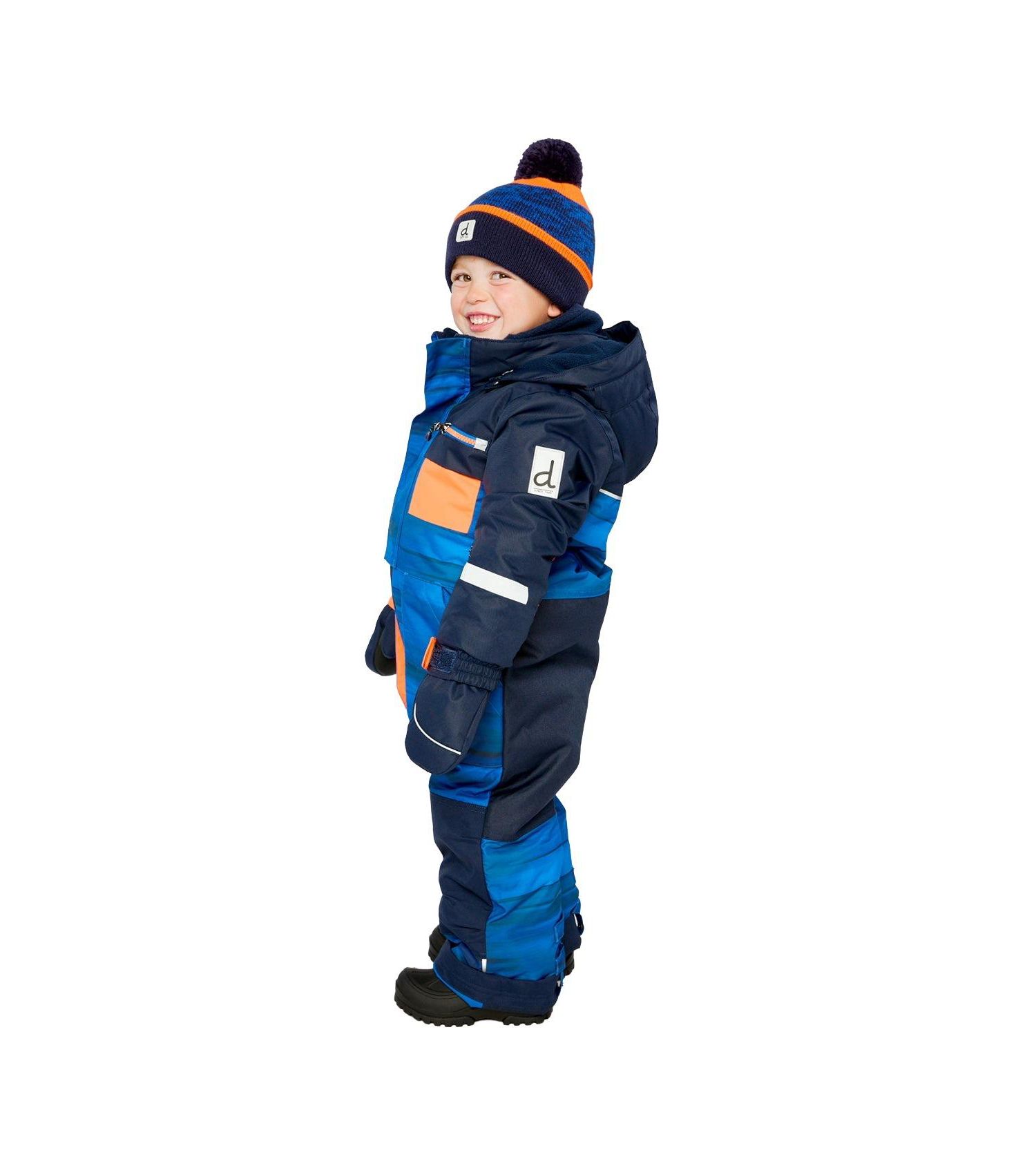 Big Boys (6-14) One Piece Play Snowsuit Blue with Stripes