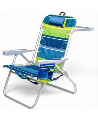 Cooler+ Folding Beach Chair 5-Position Towel Bar XL Pouch Cup Phone Holder