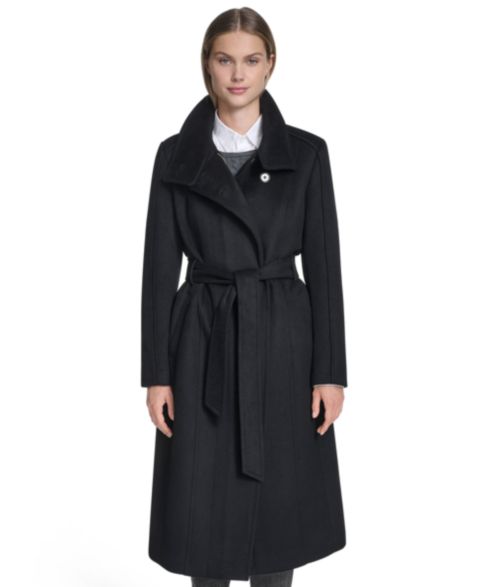 Женские куртки Cole Haan Women's Asymmetric Belted Long Wool-Blend Coat