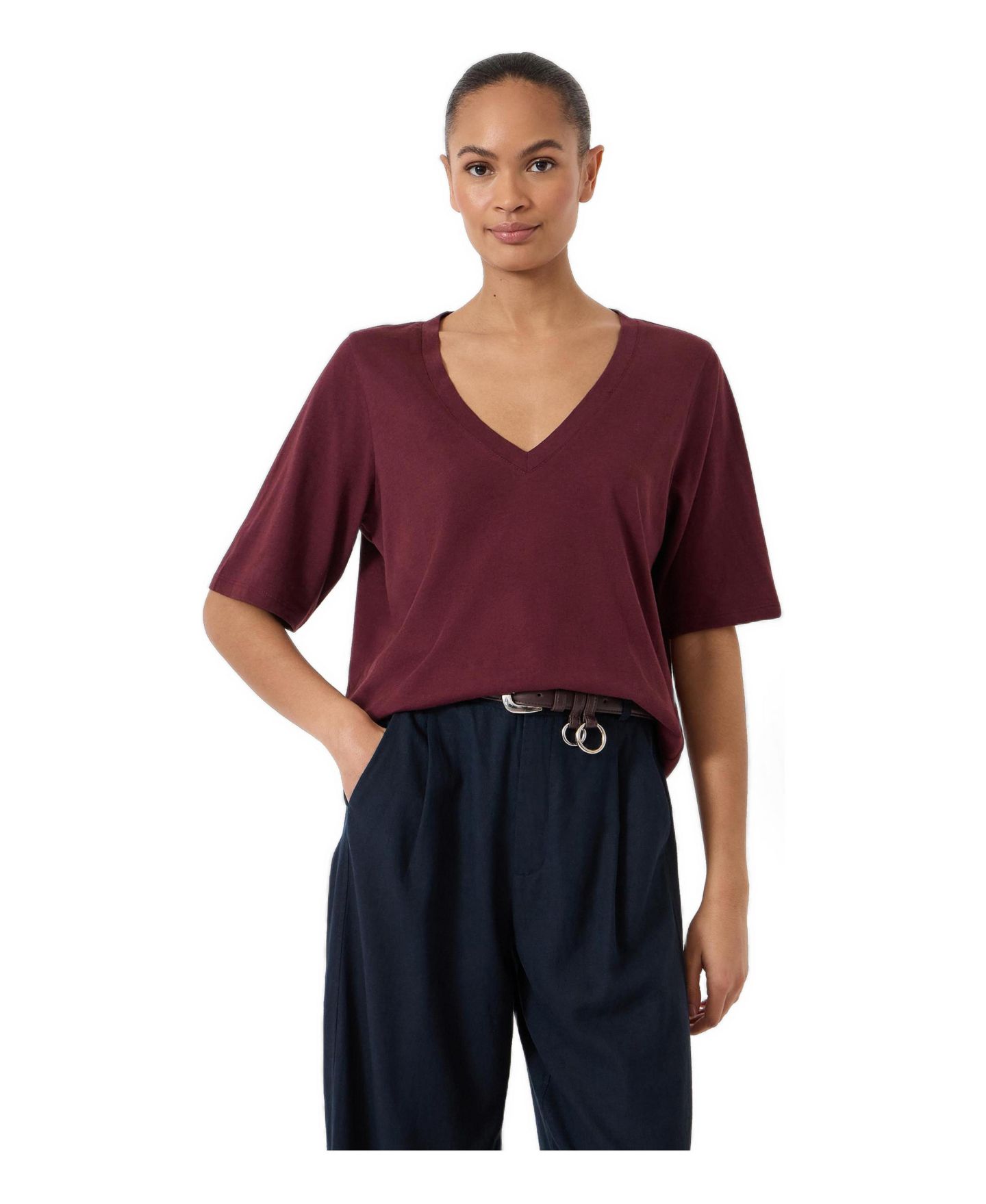 Женская футболка Hush Reece V-Neck Short-Sleeve Drapey, цвет: Розовый — фото 1