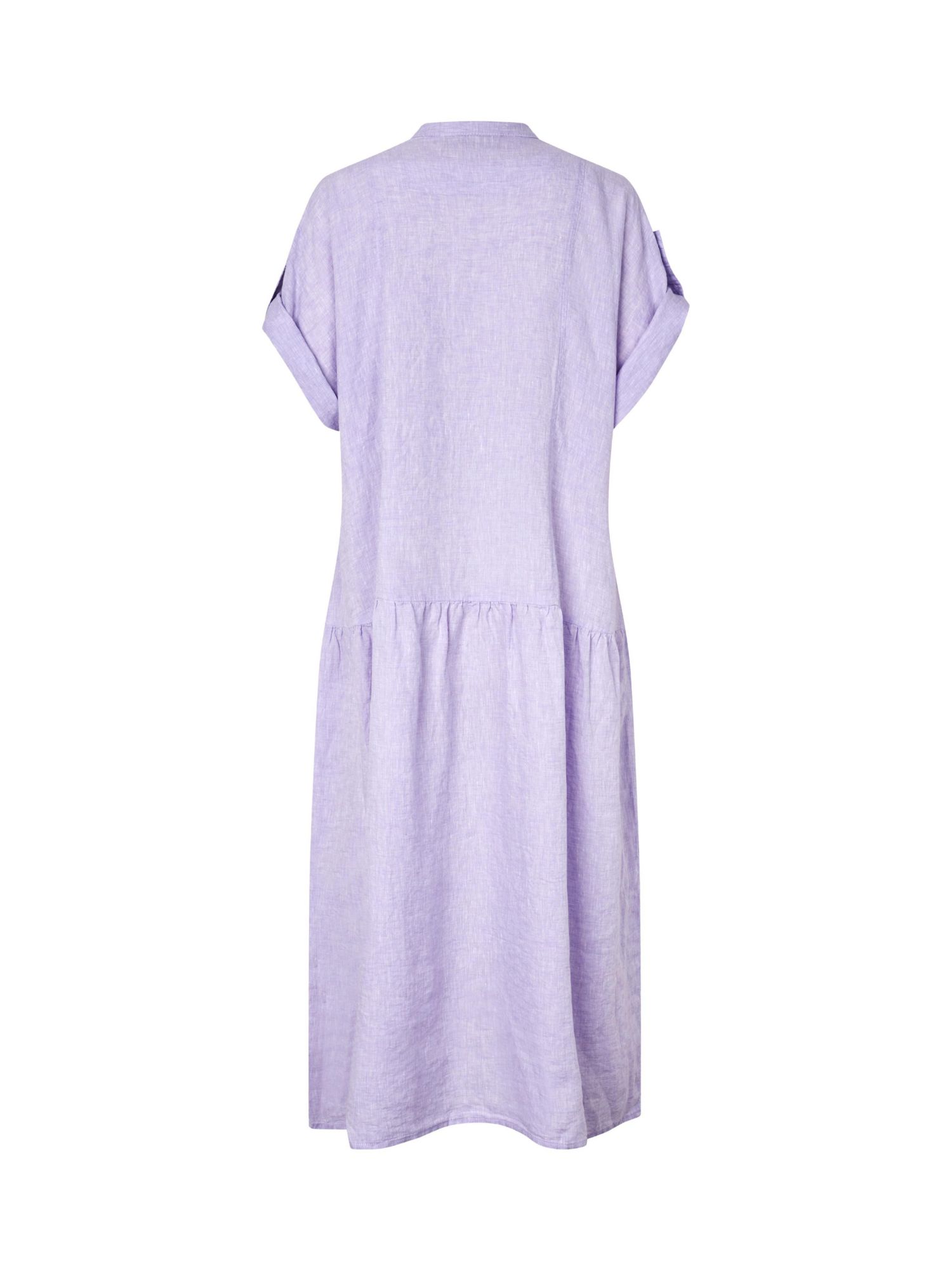 Women's Mandarin Collar Short-Sleeve Shift Linen Dress