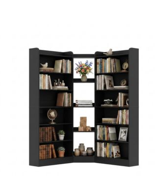 71" Tall Corner Bookshelf with 15 Shelves, 7-Tiers L-Shaped Bookcase