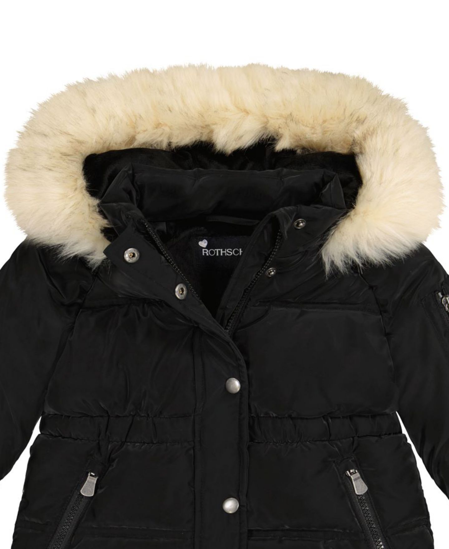 Куртка S Rothschild & CO Long-Sleeve Velvet Touch Parka Coat для девочек-малышей, цвет: Чёрный — фото 2