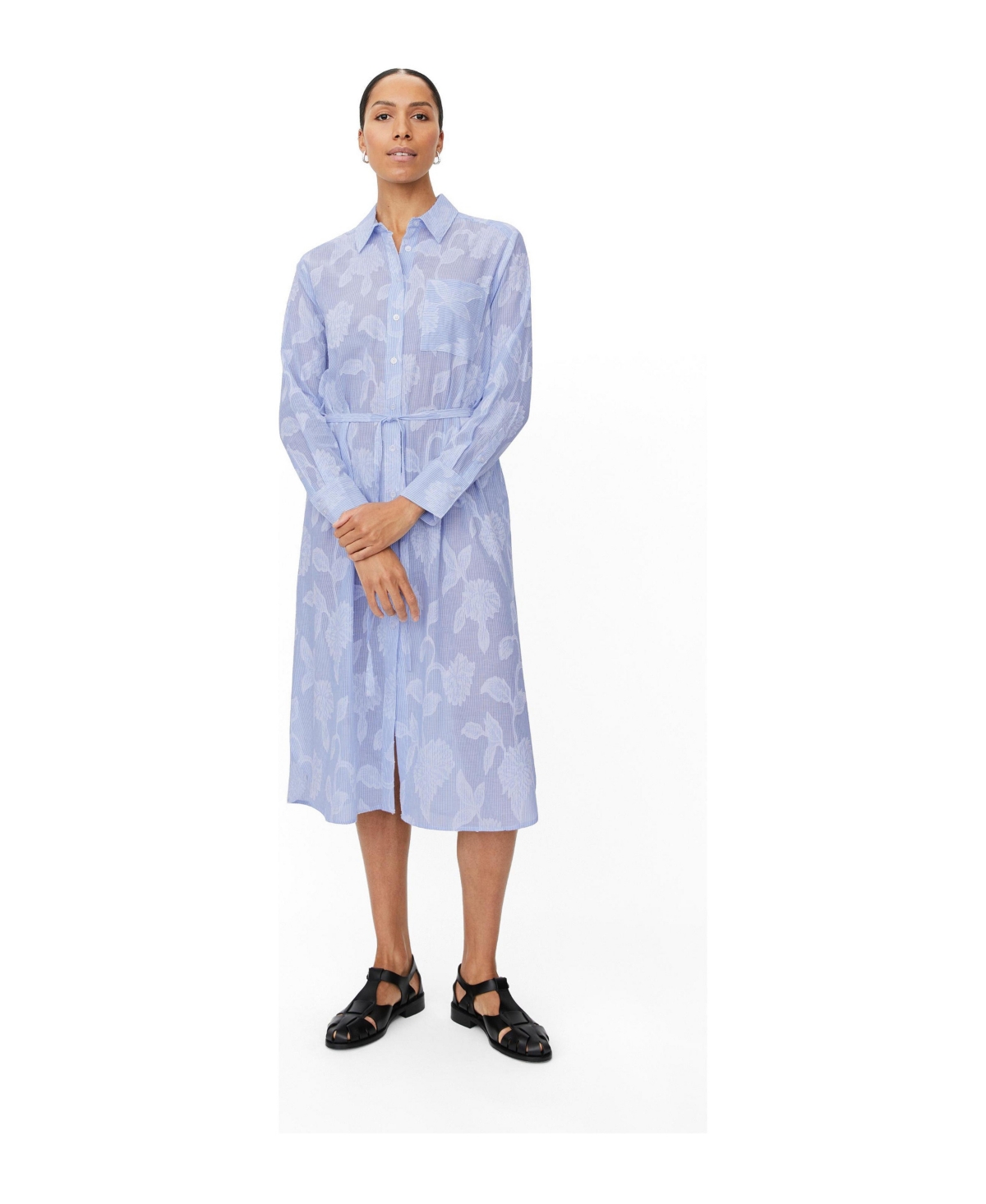 Masai Copenhagen Women's MaNivalina Floral Midi Shirt Dress - Placid blue
