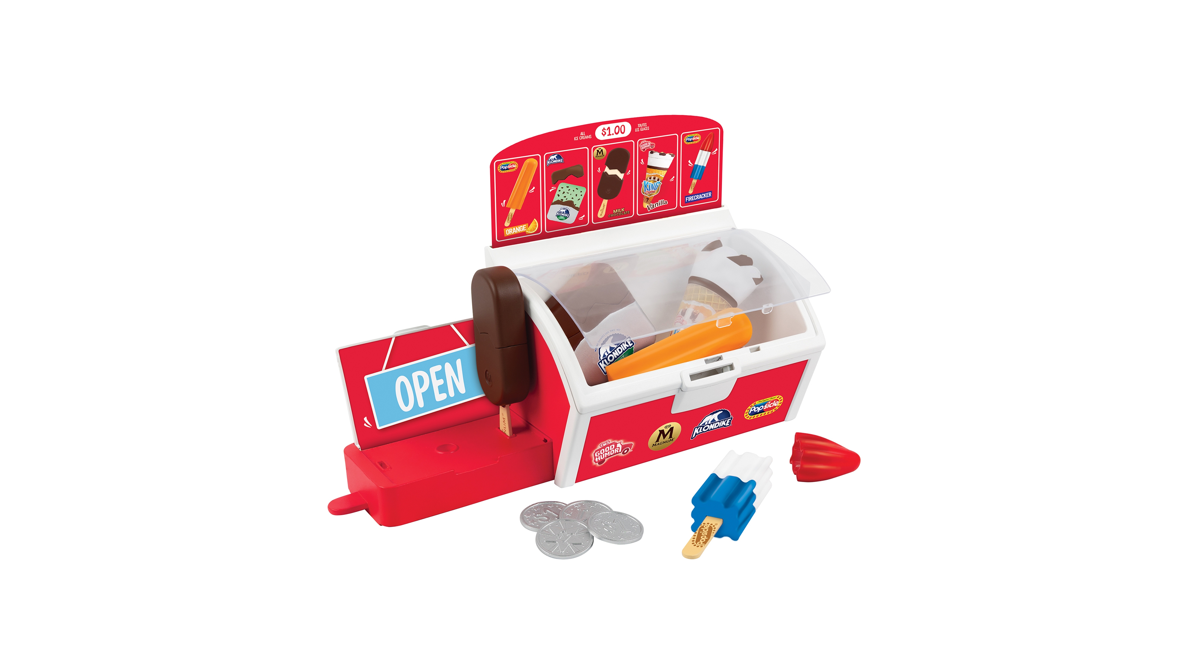 Casdon Official Ice Cream Shop Interactive Play Ice Cream Freezer Playset, Ages 2+