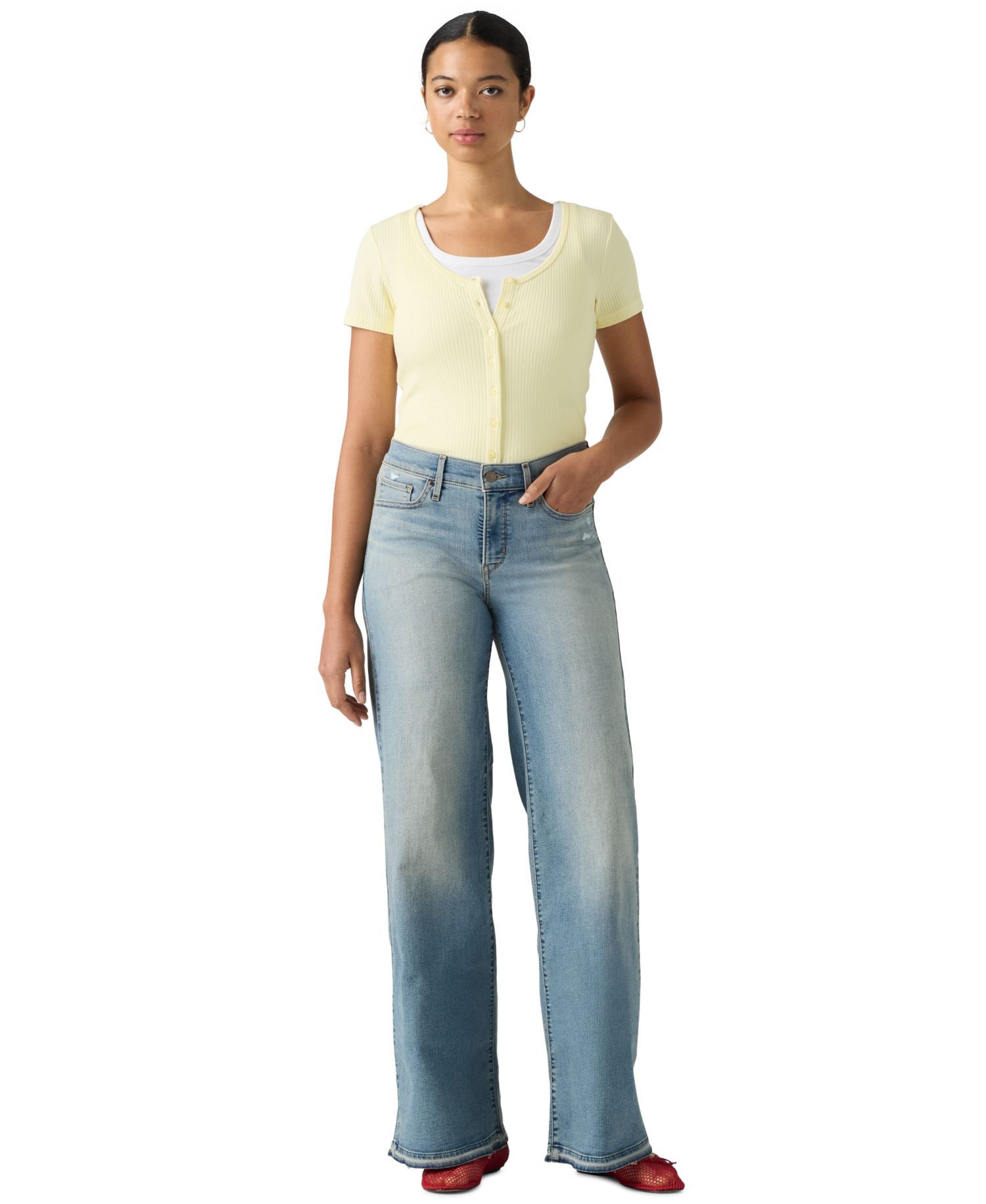 Plus Size Mid Rise 318 Shaping Wide-Leg Jeans
