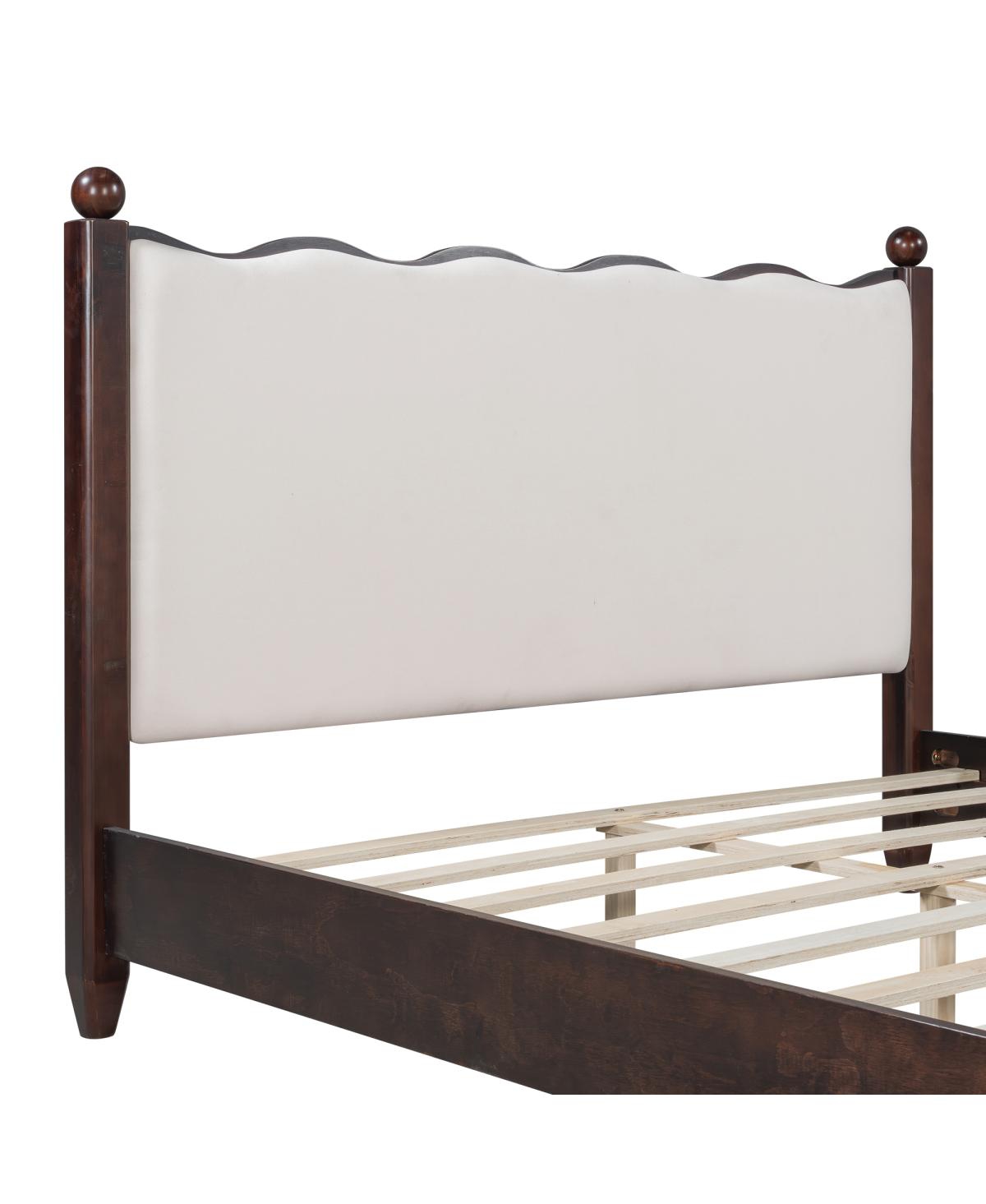 Streamdale Furniture Queen Wood Platform Bed, Espresso Frame, Headboard
