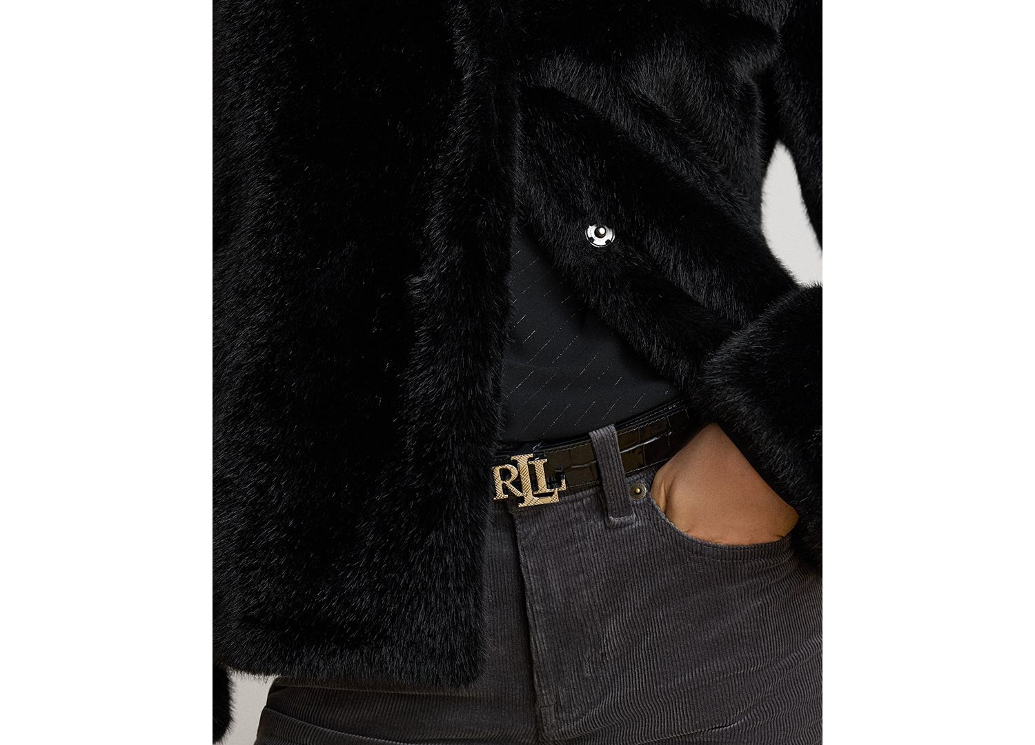 Women's Faux-Fur Collared Lined Coat