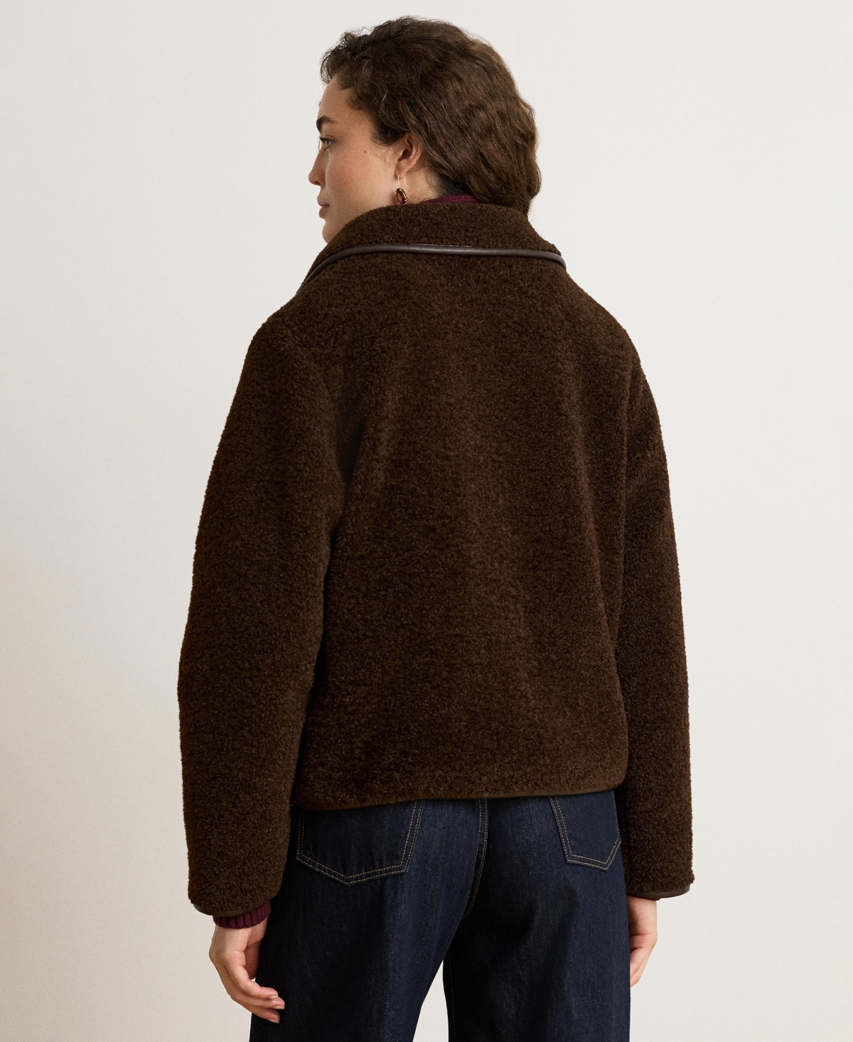 Lauren Ralph Women's Pleather Trim Sherpa Jacket