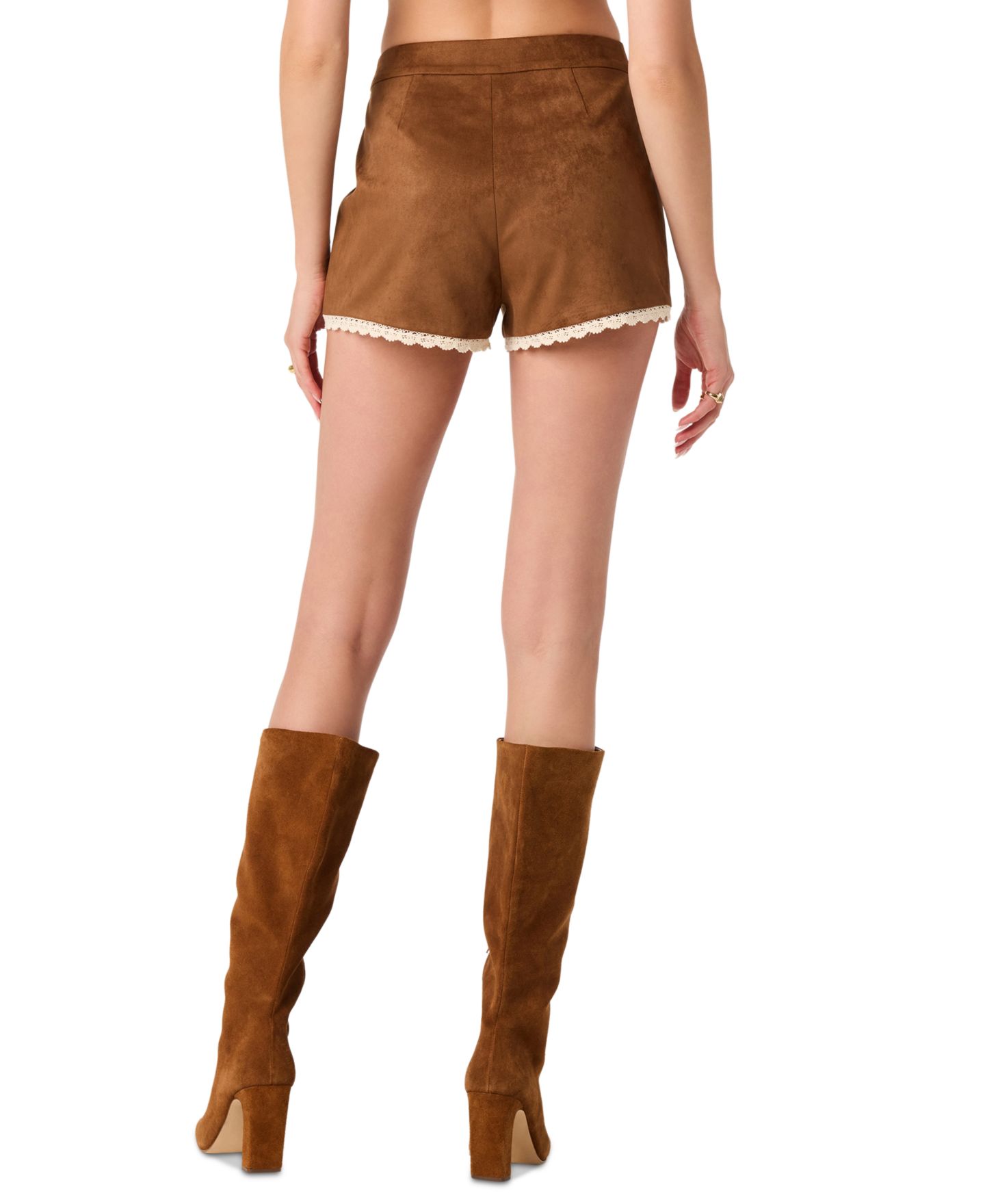Женские шорты ASTR the Label Kya High-Waisted Lace-Trim Shorts, 1-5/8" Inseam, цвет: Каштановый — фото 4