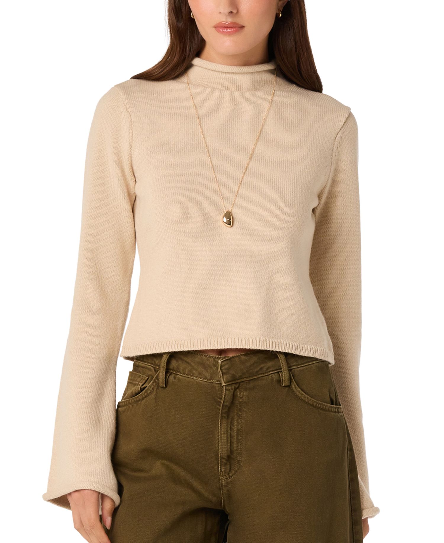 Women's May Mock-Neck Cropped Pullover Sweater
