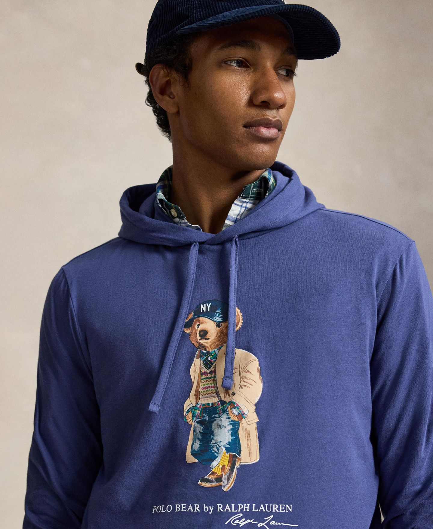 Мужское худи Polo Ralph Lauren Polo Bear Jersey Hooded, цвет: Светлый тёмно-синий — фото 5