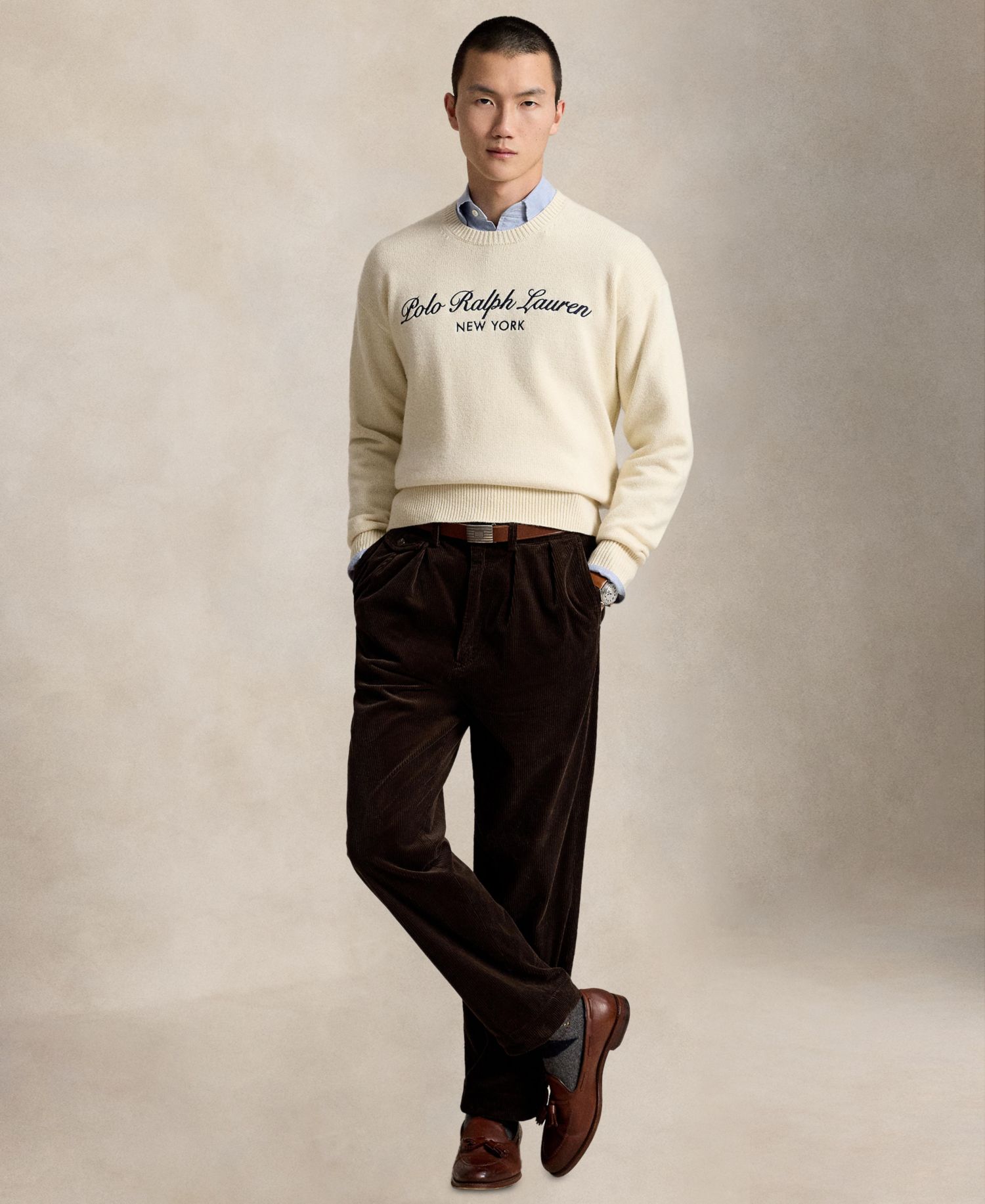Men's Regular-Fit Logo Wool-Cotton Sweater