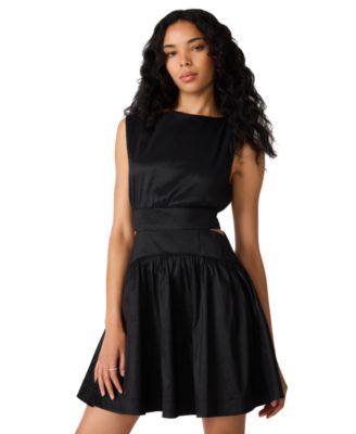 Women's Square Neck Pleated Cutout Mini Dress