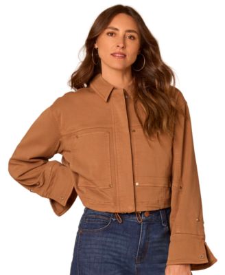Petite Cropped Bomber Cotton-Blend Jacket