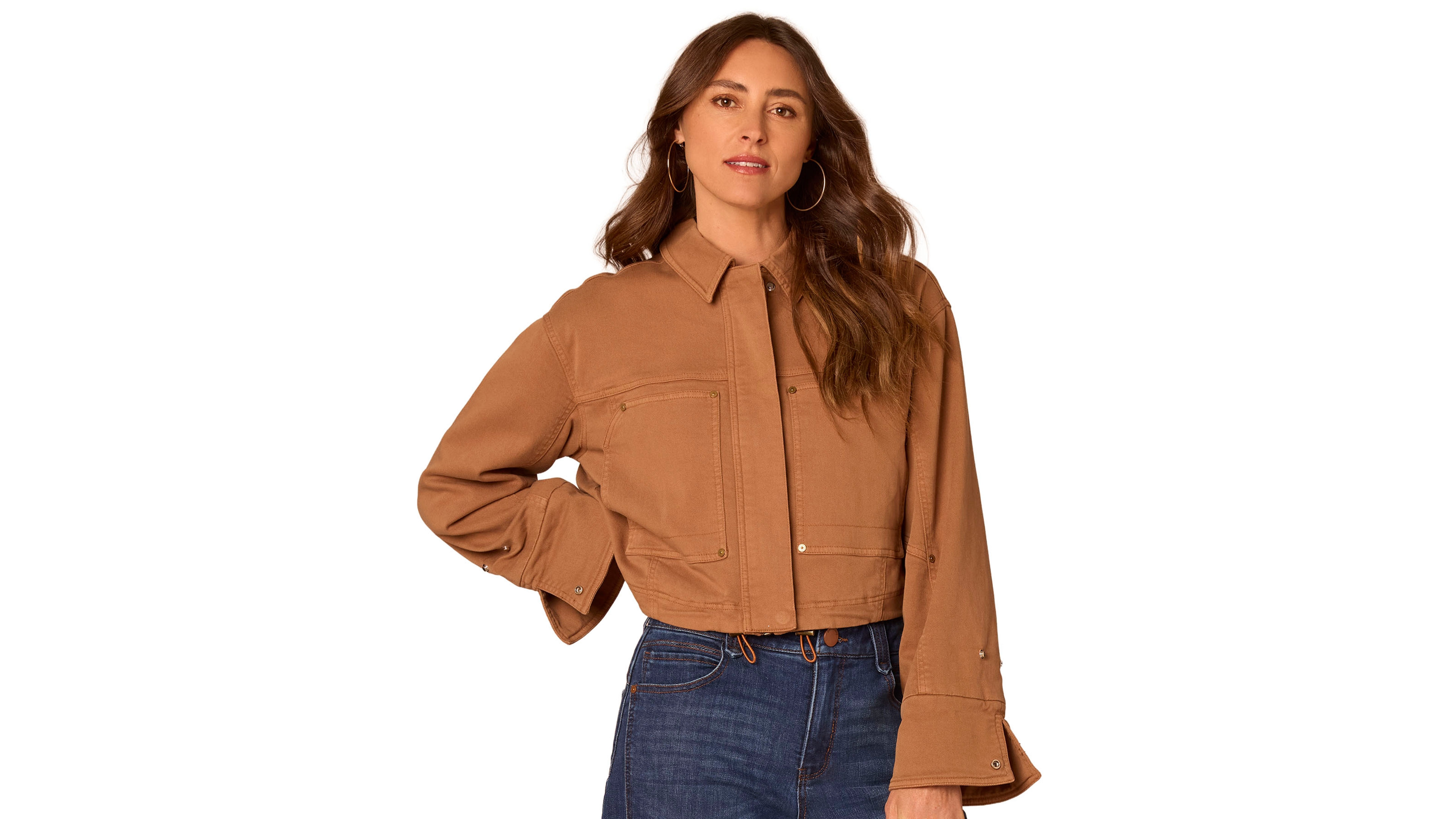 Democracy Petite Button-Front Snap Bomber Jacket