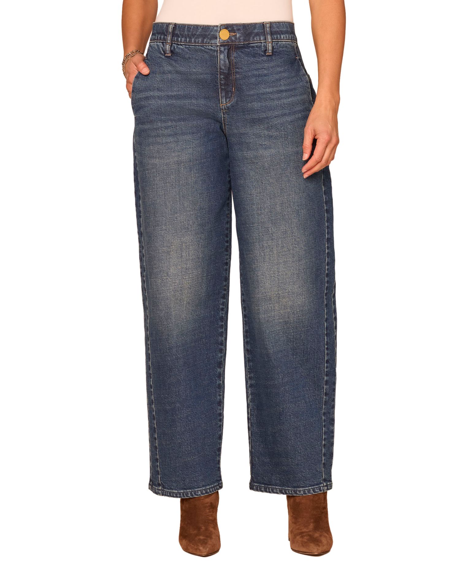 Petite "Ab"solution High-Rise Barrel-Leg Jeans