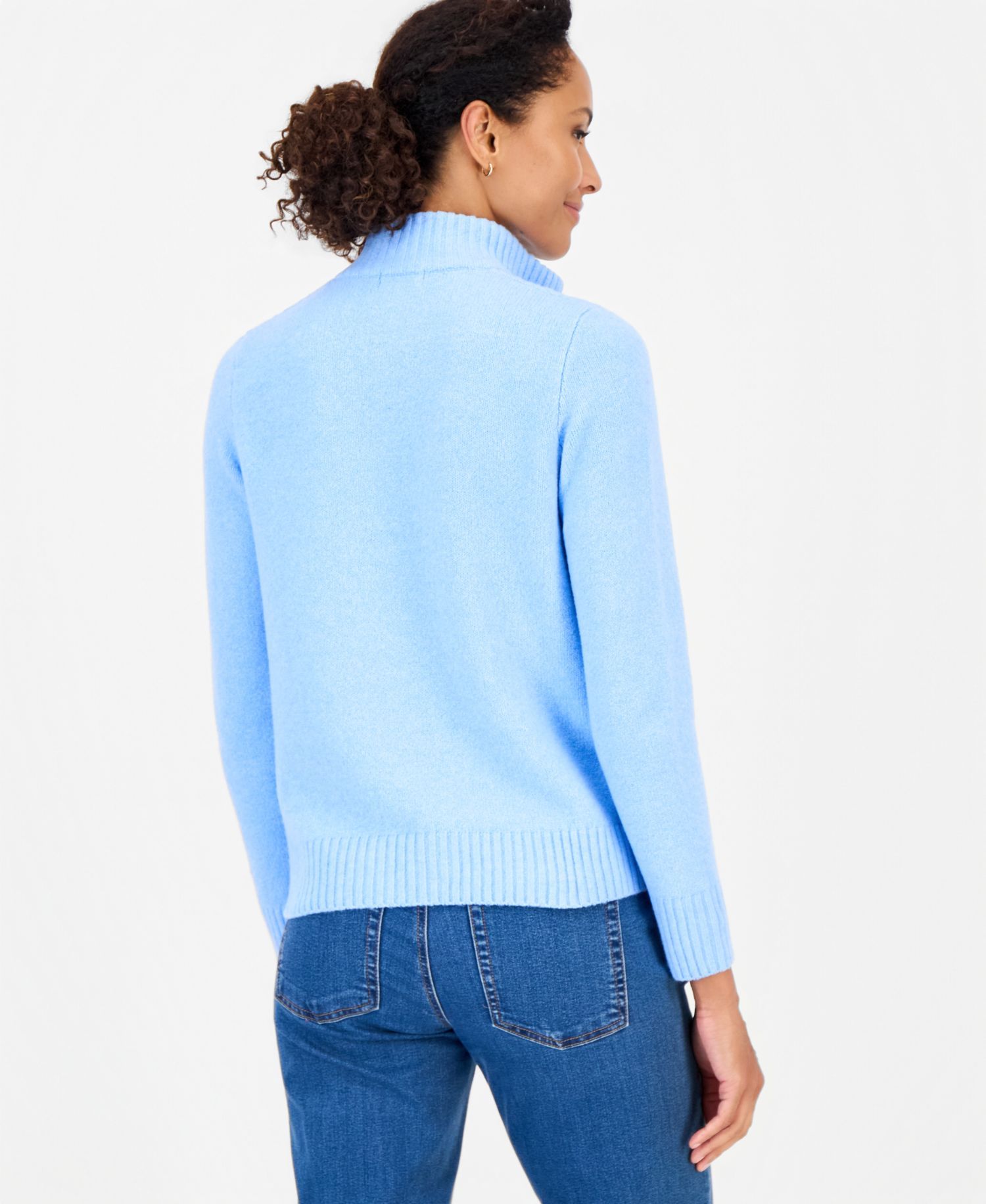 Plus Cable Split Mockneck Long-Sleeve Sweater