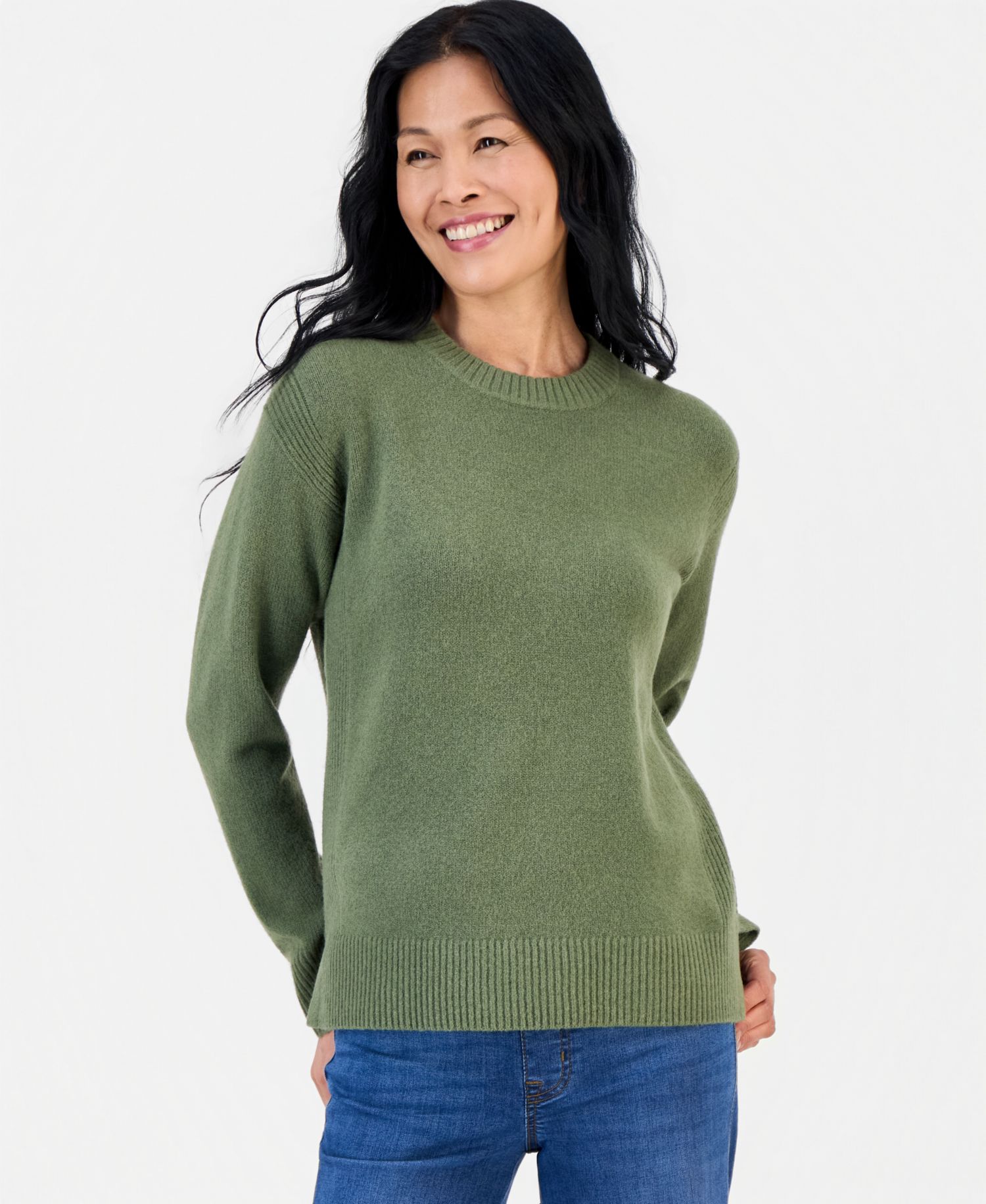 Petite Luxsoft Long-Sleeve Crewneck Sweater
