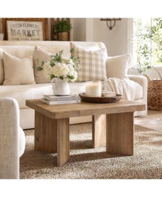 31.5 in. Square MDF Coffee Table, Round Corners Living Room Center Coffee Table with 4 Legs