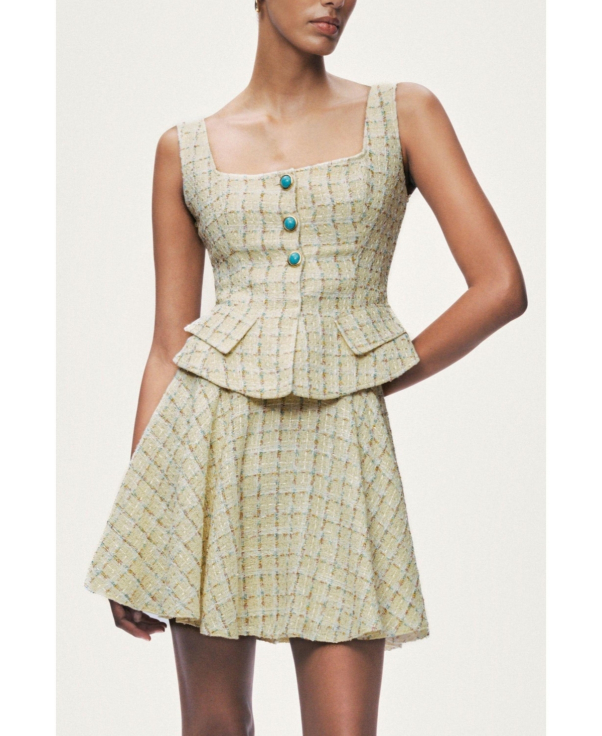 Nocturne Women's Button Accessory Tweed Bustier