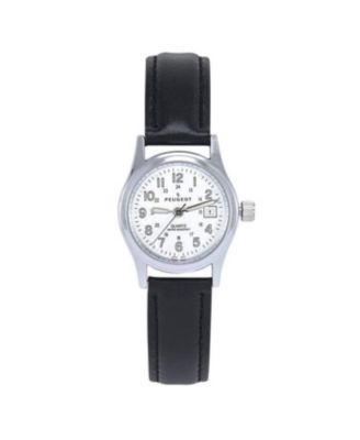 Women s Silver Dial Nurses Sport Calendar Wristwatch Easy Reader with Black Band