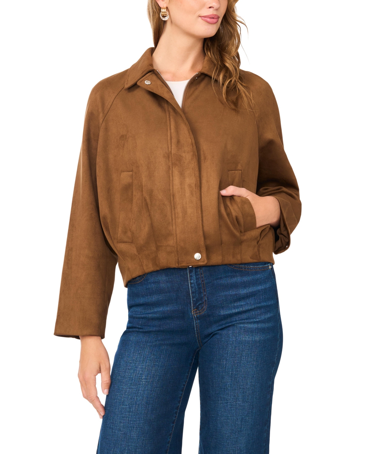 Vince Camuto Women's Raglan-Sleeve Collared Bomber Jacket