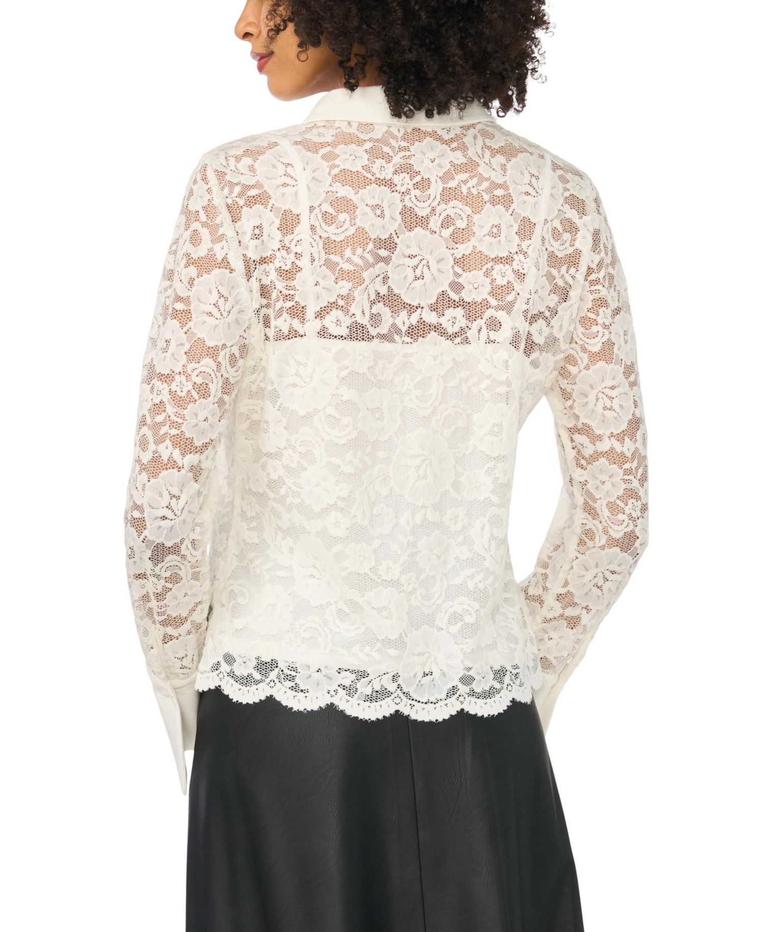Women's Long-Sleeve Lace Floral Blouse