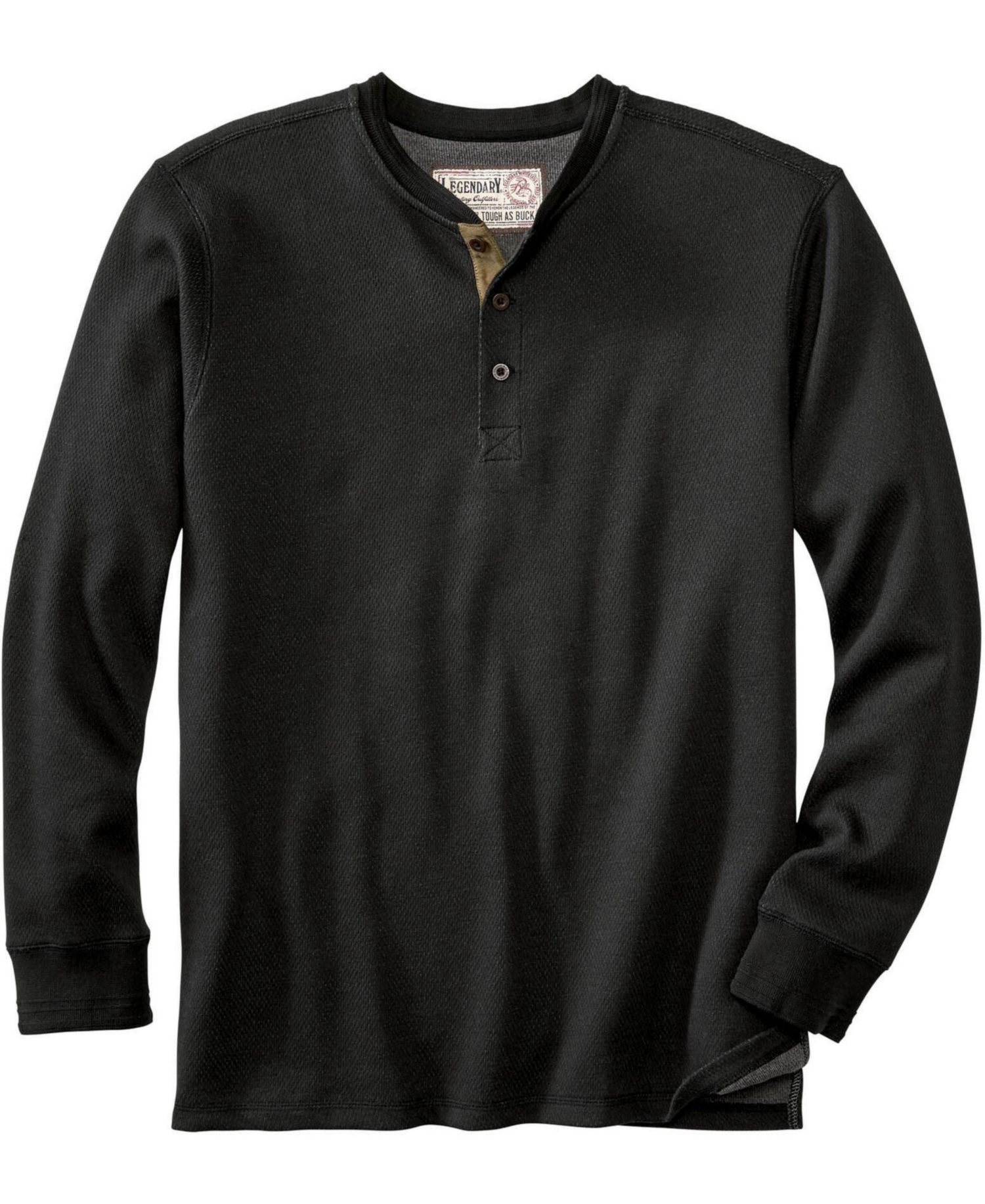 Mens Double Layer Thermal Henley Long Sleeve Shirt