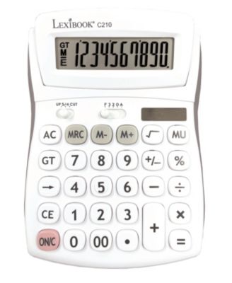 10-Digit Desktop Calculator with Folding Display, Large Keys, Solar and Battery Powered, C210