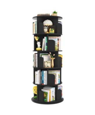 360 Display Wooden Rotating Bookcase, Corner Bookshelf for Small Space