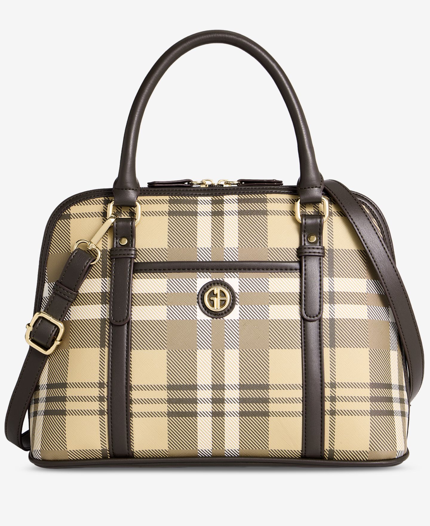 Женская сумка Giani Bernini Plaid Detailed Dome Satchel, цвет: Клетчатый, вариант 1 — фото 1