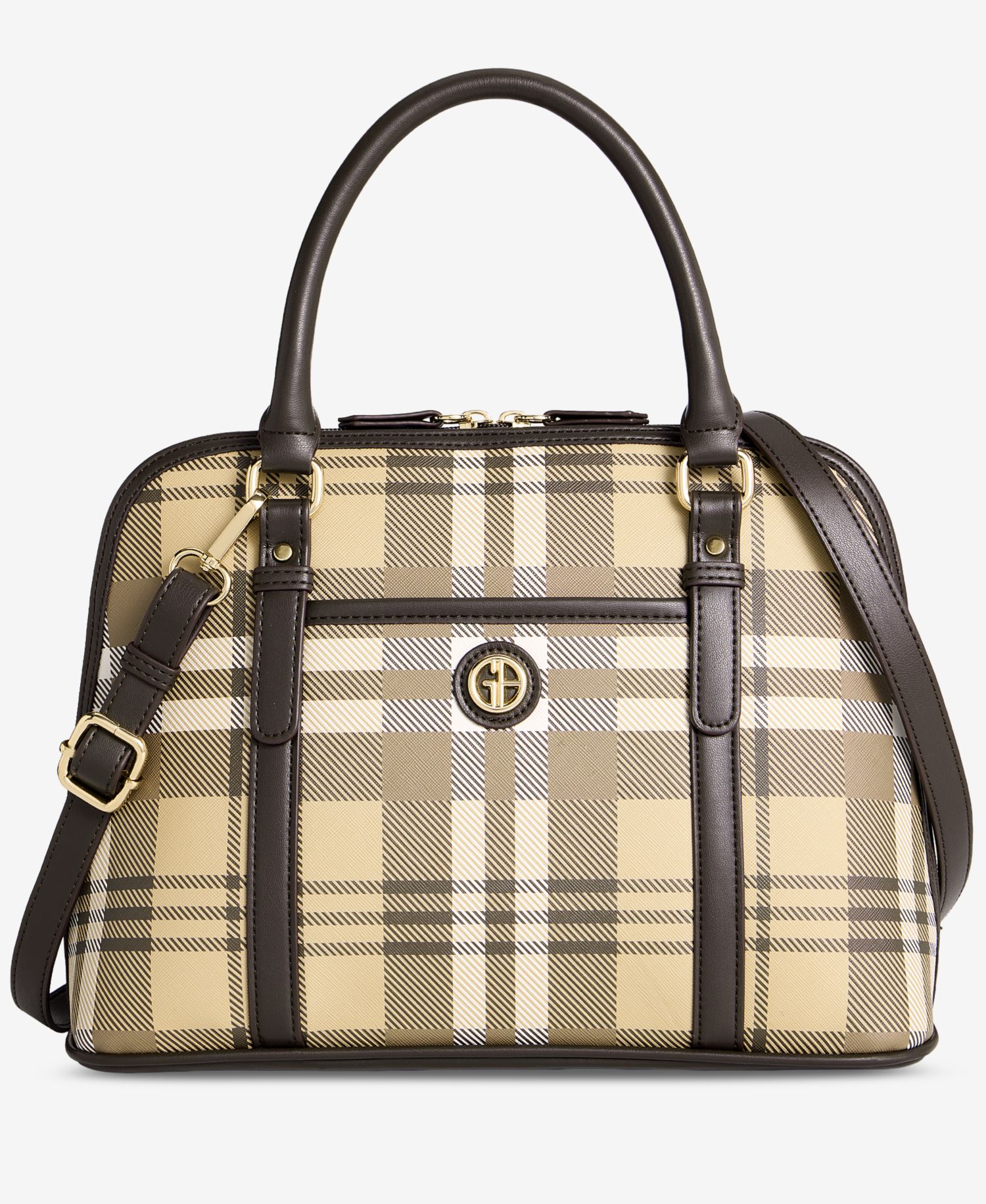 Plaid Detailed Dome Satchel