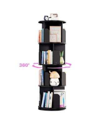 360 Display Wooden Rotating Bookcase, Corner Bookshelf for Small Space