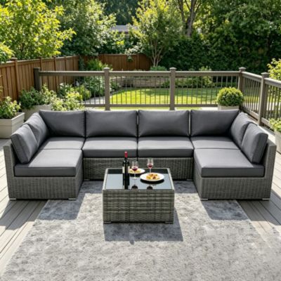 Patio Furniture Cushions Set 14-Piece,Replacement Outdoor Cushions for 6-Seat Patio Sectional,Deep Seat Cushion for Outdoor Sofa