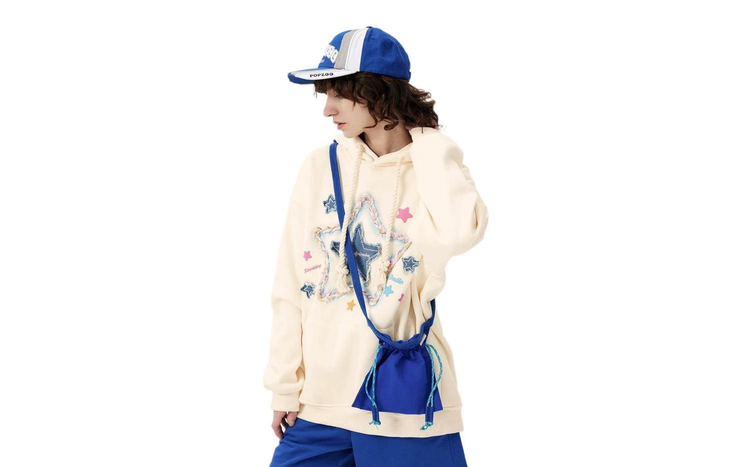 Women's Denim Star Applique Hoodie