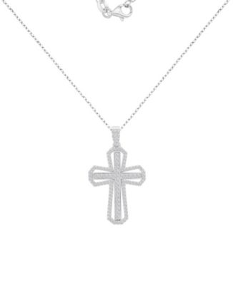Rhodium Crystal Cross Necklace