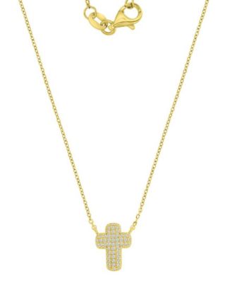 14k Gold-Plated Mini Pave Cross Pendant Necklace