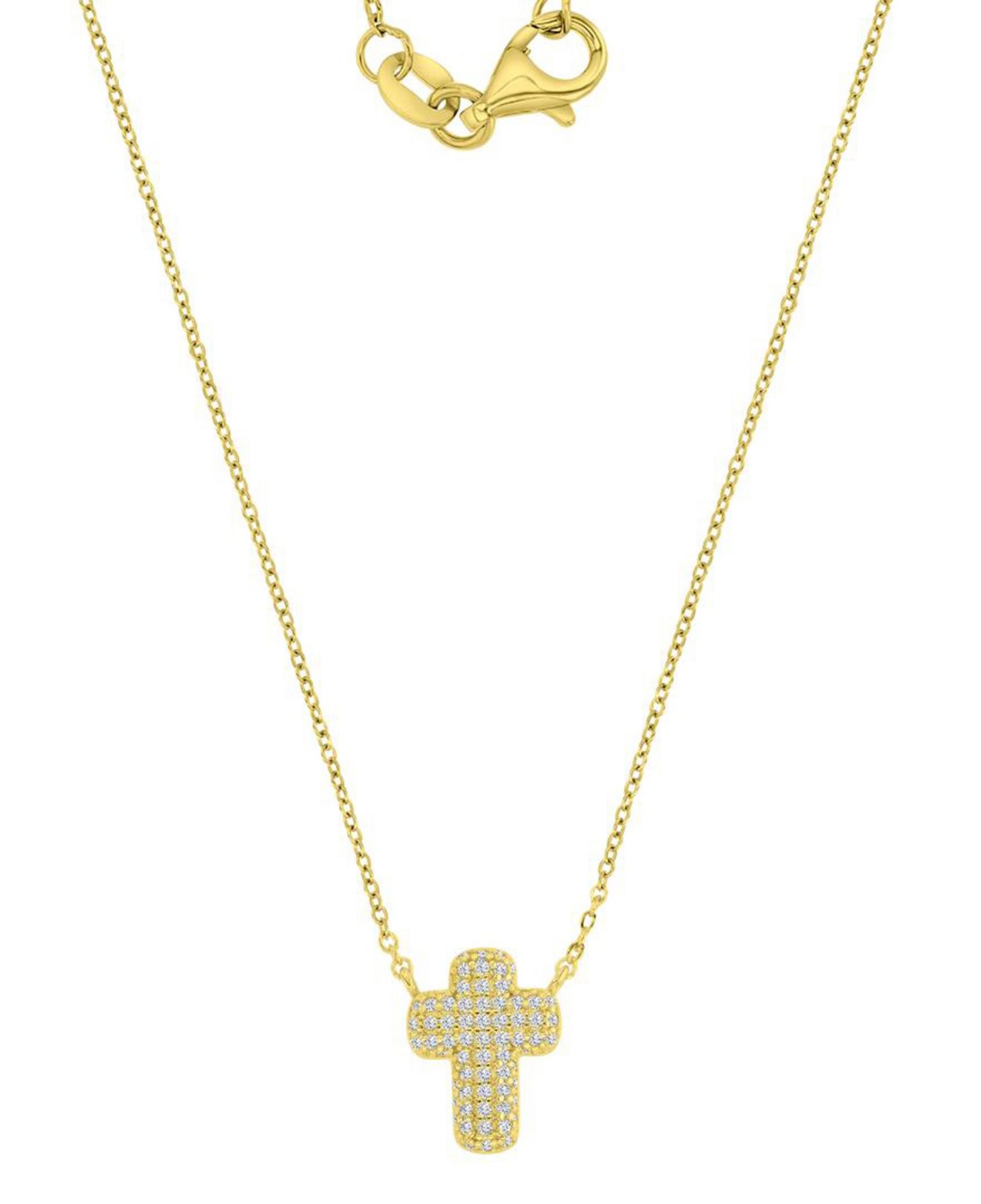14k Gold-Plated Mini Pave Cross Pendant Necklace