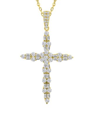 14k Gold-Plated Dual Shape Cross Necklace