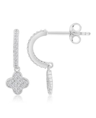 Silver-Plated Clover Dangling J Earrings