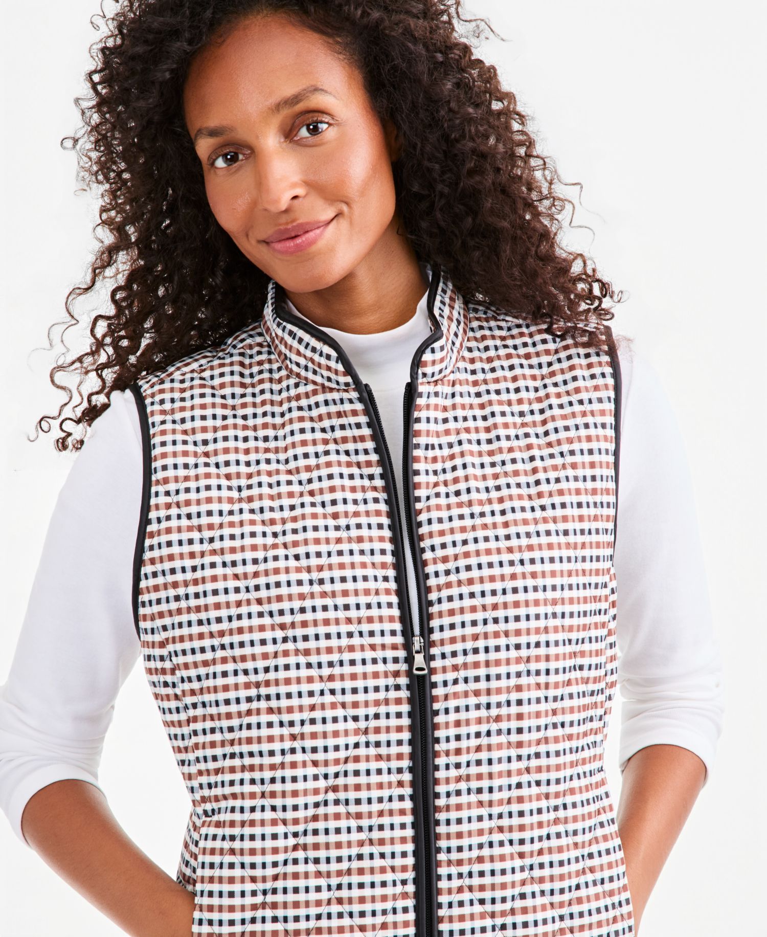 Petite Quilted Plaid Puffer Vest, Macy's Exclusive