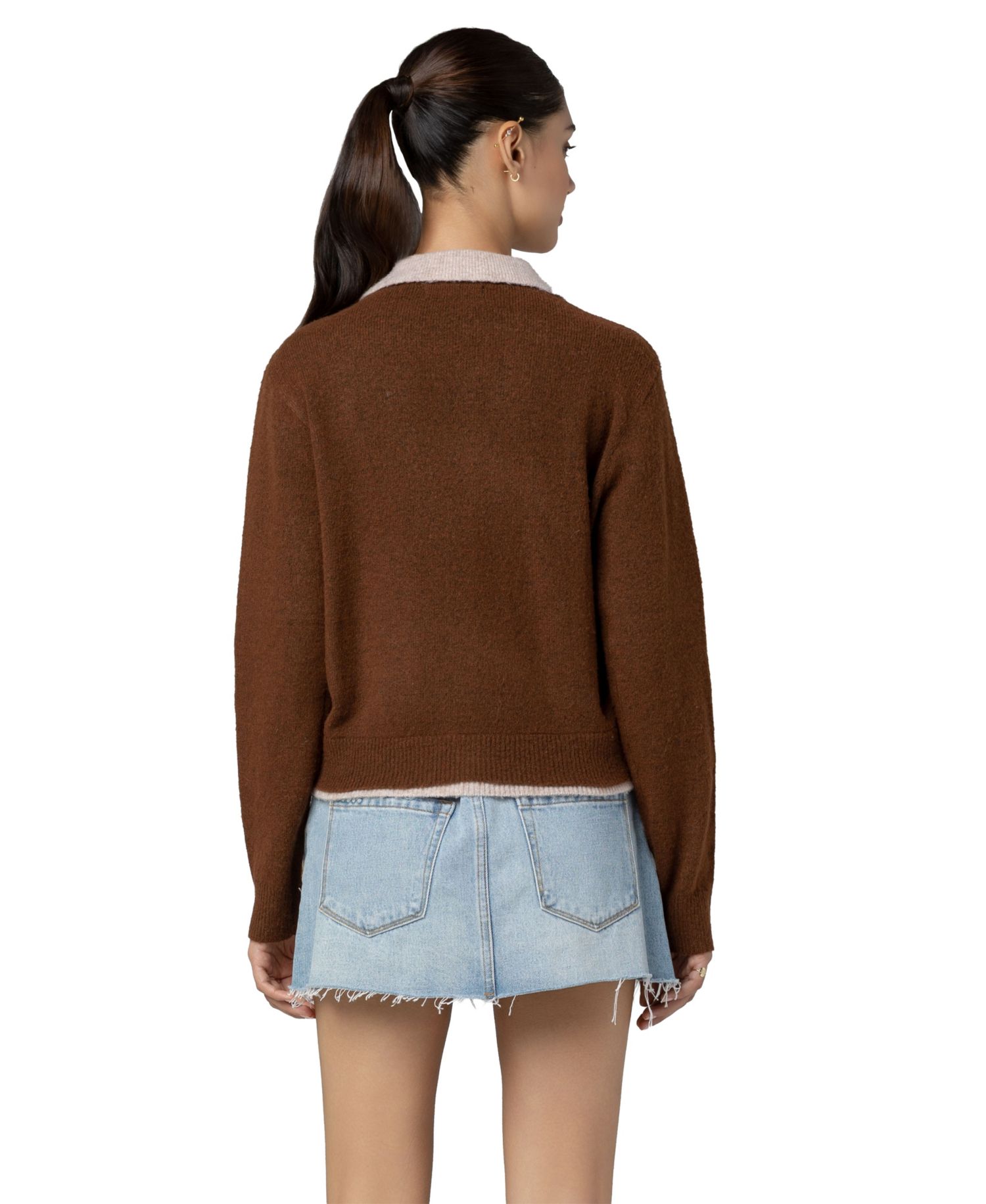 Women's Collared Layered Long-Sleeve Sweater