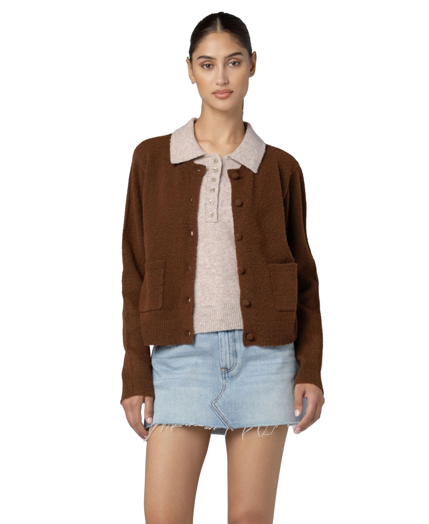 Women's Collared Layered Long-Sleeve Sweater