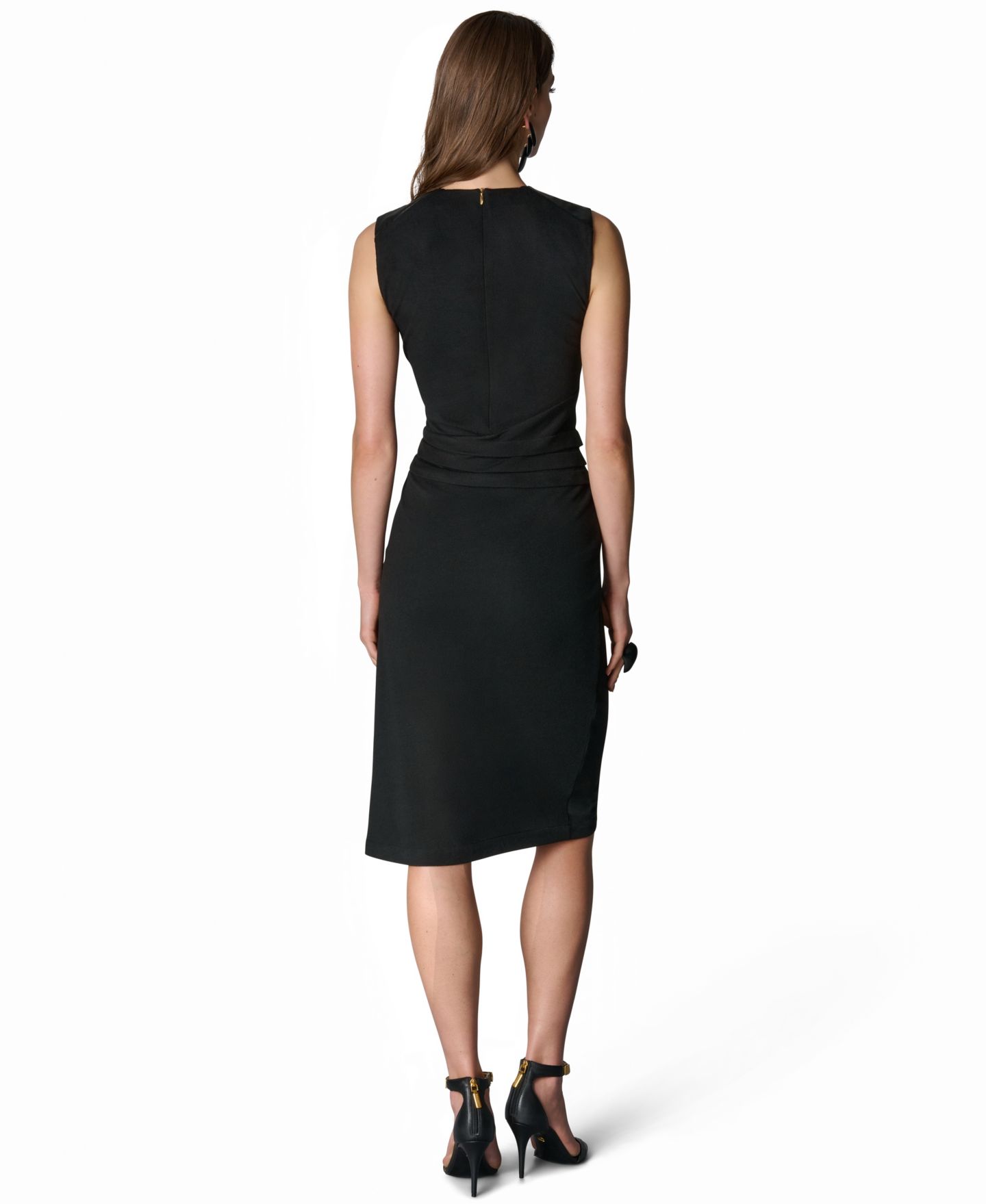 Женское платье Donna Karan New York Mixed-Media Wrap Bodycon, цвет: Чёрный — фото 4