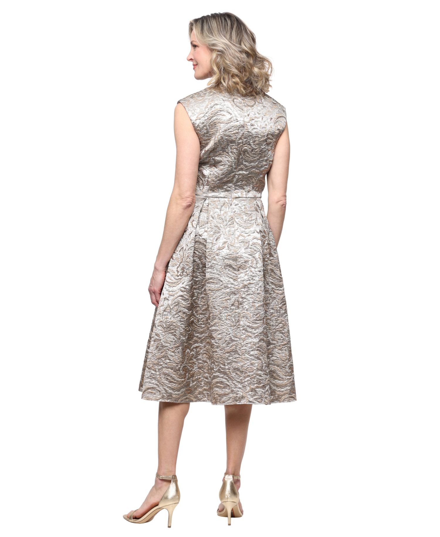 Women's Floral Jacquard A-Line Midi Dress